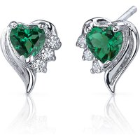 Emerald and CZ Infatuation Sweetheart Earrings in Sterling Silver