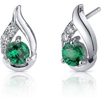 Emerald and CZ Intuition Chequer Stud Earrings in Sterling Silver