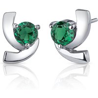 Emerald Stud Earrings in Sterling Silver