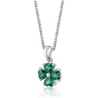 Emerald Heart to Heart Cuatro Pendant Necklace in Sterling Silver