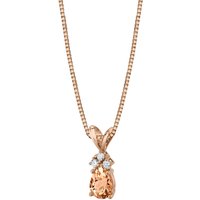 Morganite and Diamond Embellished Modest Pendant Necklace in 9ct Rose Gold