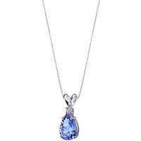 Tanzanite and Diamond Modest Pendant Necklace in 9ct White Gold