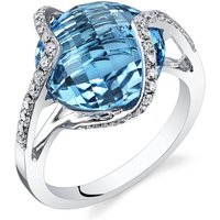 Swiss Blue Topaz and Diamond Intuition Epic Encapsulated Ring in 9ct White Gold