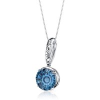 London Blue Topaz Bubble Cut Pendant Necklace in 9ct White Gold