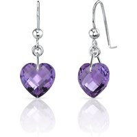 Amethyst Infatuation Simplicity Heart Earrings in Sterling Silver