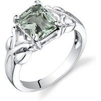 Radiant Cut Green Amethyst Ring in Sterling Silver