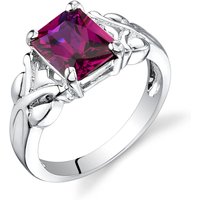 Radiant Cut Ruby Ring in Sterling Silver