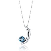 Swiss Blue Topaz and Diamond Intuition Moon Pendant Necklace in Sterling Silver