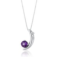 Amethyst and Diamond Intuition Moon Pendant Necklace in Sterling Silver