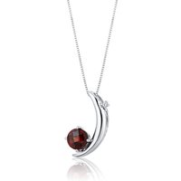 Garnet and Diamond Intuition Moon Pendant Necklace in Sterling Silver