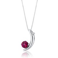 Ruby and Diamond Intuition Moon Pendant Necklace in Sterling Silver