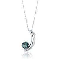 Alexandrite and Diamond Intuition Moon Pendant Necklace in Sterling Silver