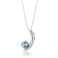 Aquamarine and Diamond Intuition Moon Pendant Necklace in Sterling Silver