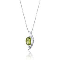 Peridot Flourish Celtic Moon Pendant Necklace in Sterling Silver