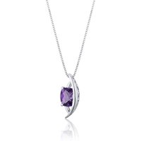 Amethyst Flourish Celtic Moon Pendant Necklace in Sterling Silver