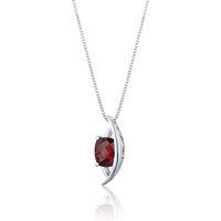 Garnet Flourish Celtic Moon Pendant Necklace in Sterling Silver