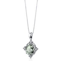 Peridot and CZ Accented Pendant Necklace in Sterling Silver