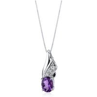 Amethyst and CZ Bejewel Whip Pendant Necklace in Sterling Silver