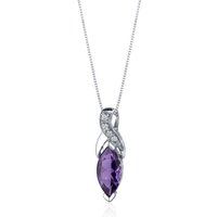 Marquise Cut Amethyst and CZ Pendant Necklace in Sterling Silver