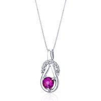 Ruby and CZ Intuition Drop Loop Pendant Necklace in Sterling Silver