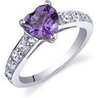 Amethyst and CZ Infatuation Heart Ring in Sterling Silver