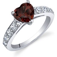 Garnet and CZ Infatuation Heart Ring in Sterling Silver