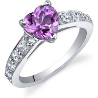 Pink Sapphire and CZ Infatuation Heart Ring in Sterling Silver