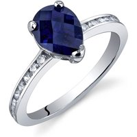 Pear Cut Sapphire and CZ Ring in Sterling Silver