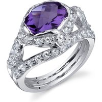 Amethyst and CZ Statuesque Ring in Sterling Silver