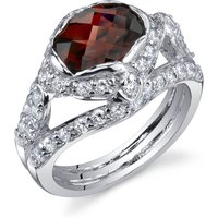 Garnet and CZ Statuesque Ring in Sterling Silver