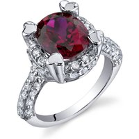Ruby and CZ Bejewel Heart Framed Ring in Sterling Silver