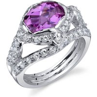 Pink Sapphire and CZ Statuesque Ring in Sterling Silver