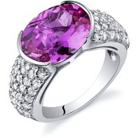 Pink Sapphire and CZ Half Bezel Ring in Sterling Silver