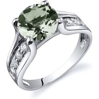 Green Amethyst and CZ Intuition Encased Ring in Sterling Silver