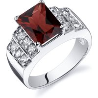 Garnet and CZ Step Ring in Sterling Silver