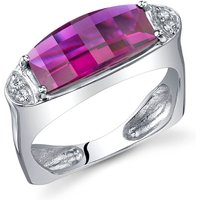 Ruby and CZ Barrel Ring in Sterling Silver