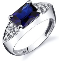 Radiant Cut Sapphire and CZ Ring in Sterling Silver