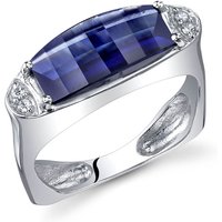 Sapphire and CZ Radiant Seductive Barrel Ring in Sterling Silver