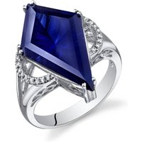 Sapphire and CZ Kite Ring in Sterling Silver