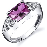 Radiant Cut Pink Sapphire and CZ Ring in Sterling Silver