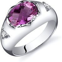 Pink Sapphire and CZ Chequer Ring in Sterling Silver
