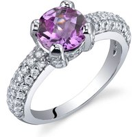 Pink Sapphire and CZ Cocktail Ring in Sterling Silver