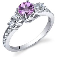 Pink Sapphire and CZ Intuition Solstice Ring in Sterling Silver