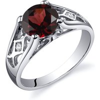 Garnet and CZ Cathedral Ring in Sterling Silver