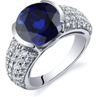Sapphire and CZ Bezel Ring in Sterling Silver