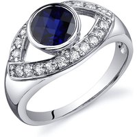 Sapphire and CZ Curved Ring in Sterling Silver
