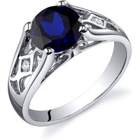 Sapphire and CZ Cathedral Ring in Sterling Silver