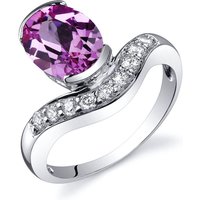 Pink Sapphire and CZ Channel Ring in Sterling Silver