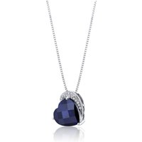 Sapphire and CZ Tilted Pendant Necklace in Sterling Silver