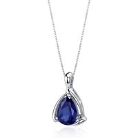 Sapphire Modest Enveloped Pendant Necklace in Sterling Silver